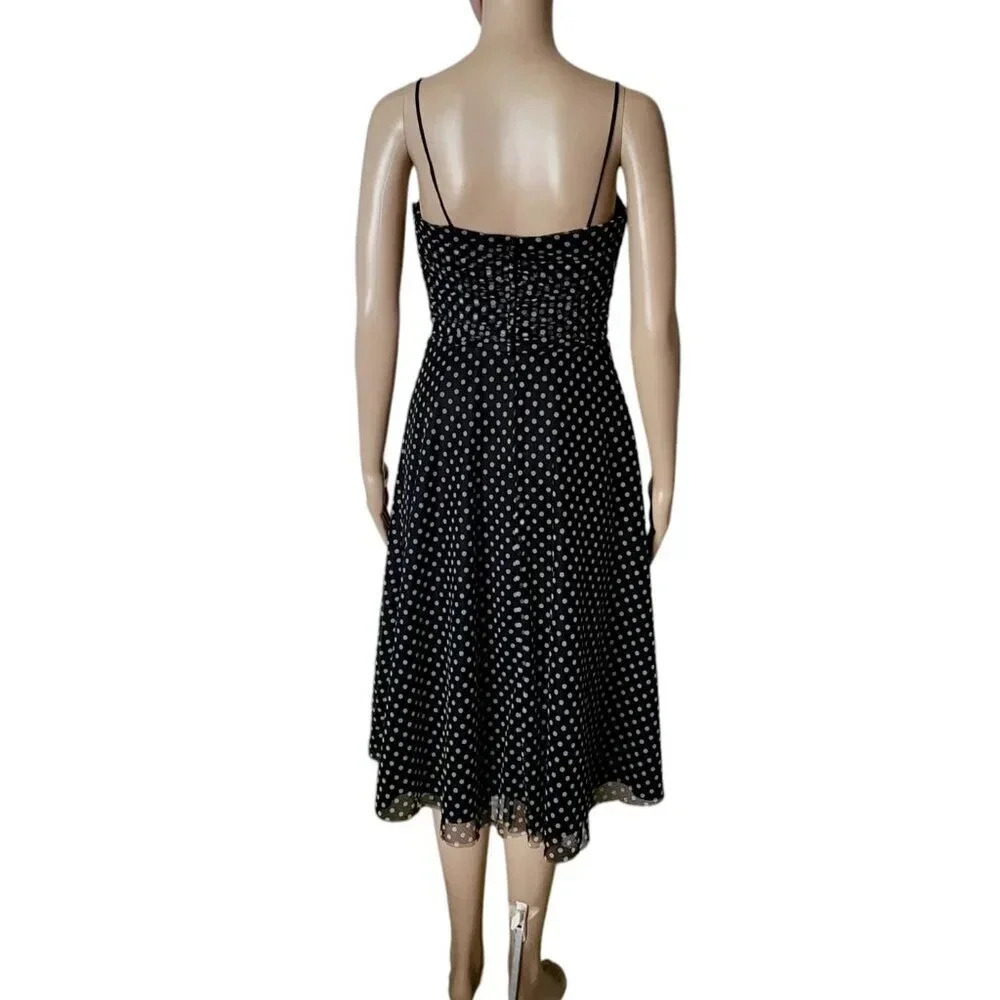 Eliza J Black Polka Dot Midi Dress - Picture 4 of 8